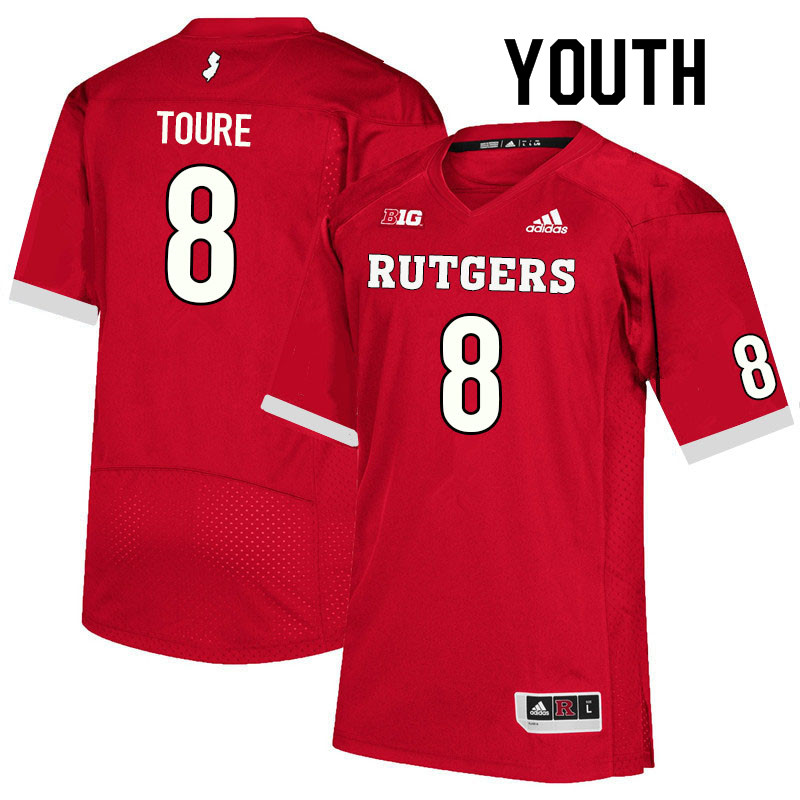 Youth #8 Mohamed Toure Rutgers Scarlet Knights College Football Jerseys Sale-Scarlet - Click Image to Close